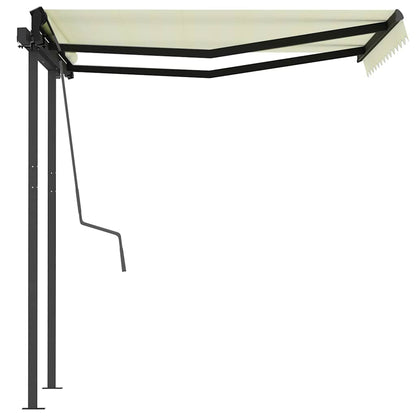 Tenda da Sole Retrattile Automatica con Pali 3x2,5 m Crema - homemem39