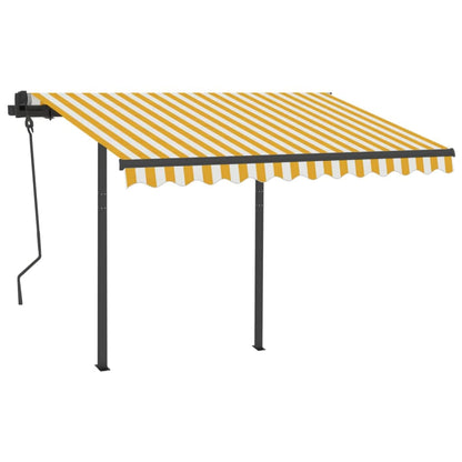 Tenda da Sole Retrattile Automatica Pali 3x2,5m Gialla Bianca - homemem39