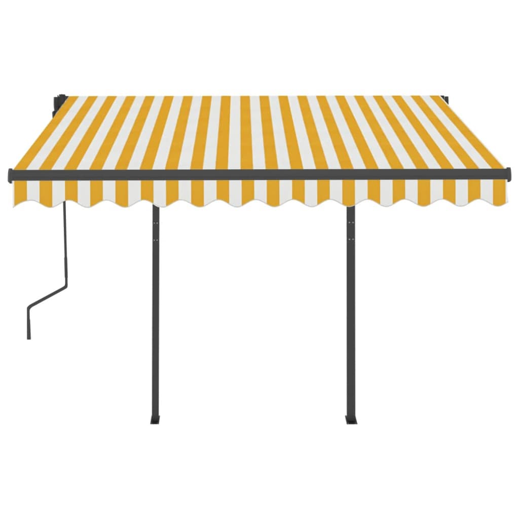 Tenda da Sole Retrattile Automatica Pali 3x2,5m Gialla Bianca - homemem39