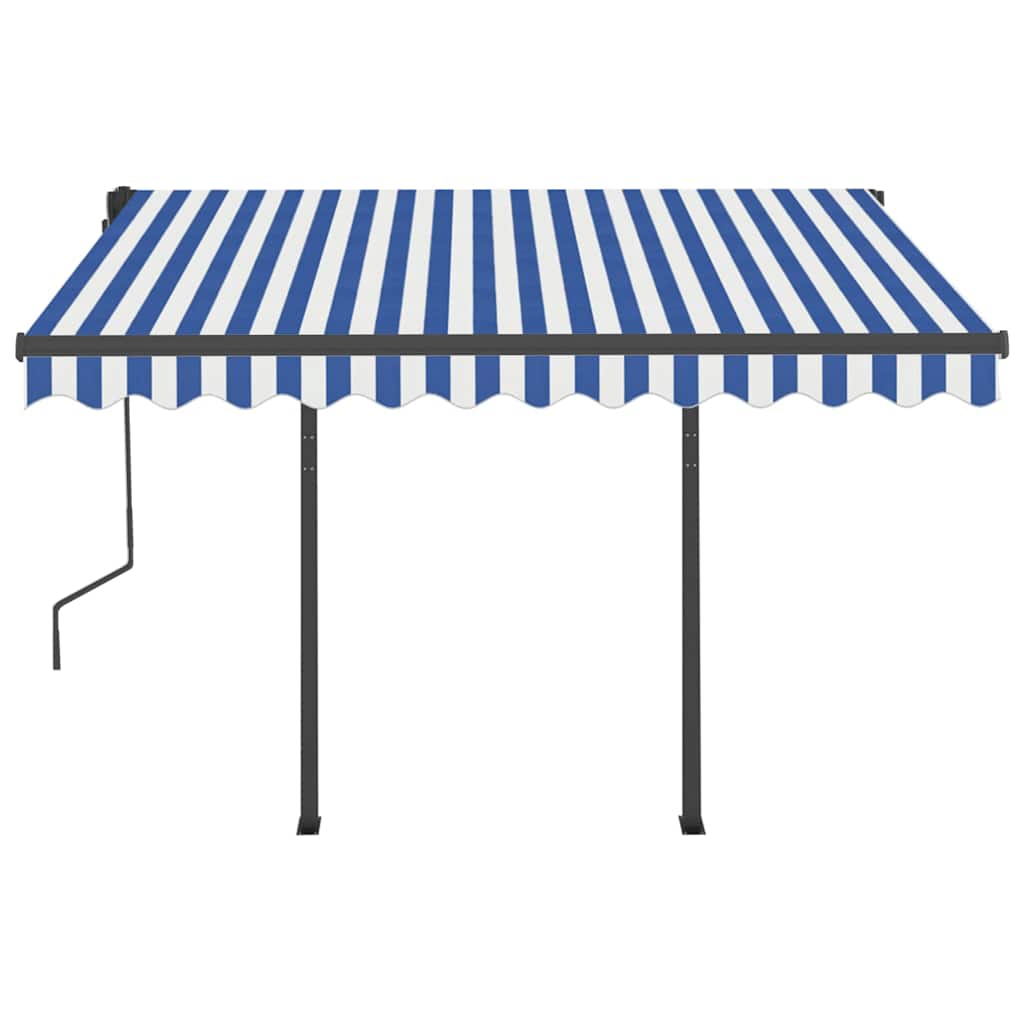 Tenda da Sole Retrattile Manuale con LED 3,5x2,5m Blu e Bianca - homemem39