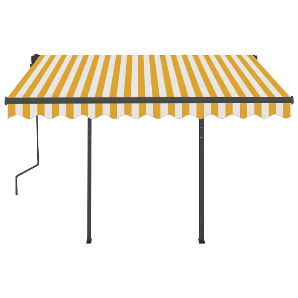 Tenda da Sole Retrattile Manuale con LED 3,5x2,5m Gialla Bianca - homemem39
