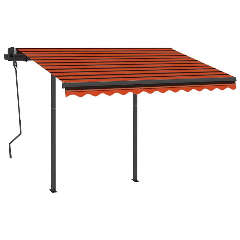 Tenda Retrattile Manuale con LED 3,5x2,5m Arancio e Marrone - homemem39