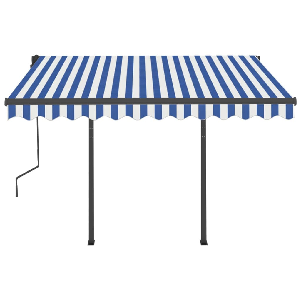 Tenda da Sole Retrattile Automatica Pali 3,5x2,5m Blu e Bianca - homemem39