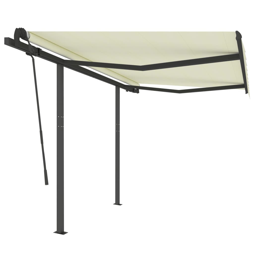 Tenda da Sole Retrattile Automatica con Pali 3,5x2,5 m Crema - homemem39