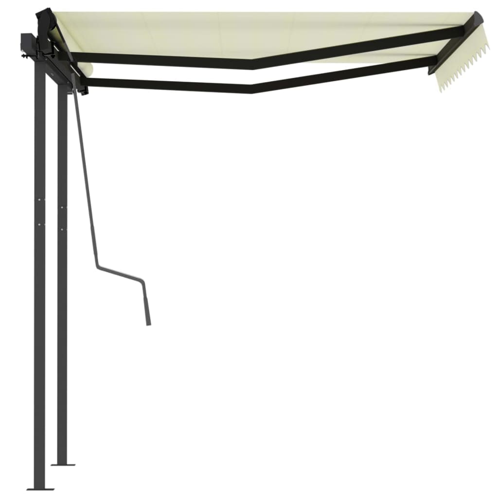 Tenda da Sole Retrattile Automatica con Pali 3,5x2,5 m Crema - homemem39