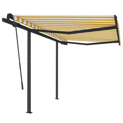 Tenda da Sole Retrattile Automatica Pali 3,5x2,5m Gialla Bianca - homemem39