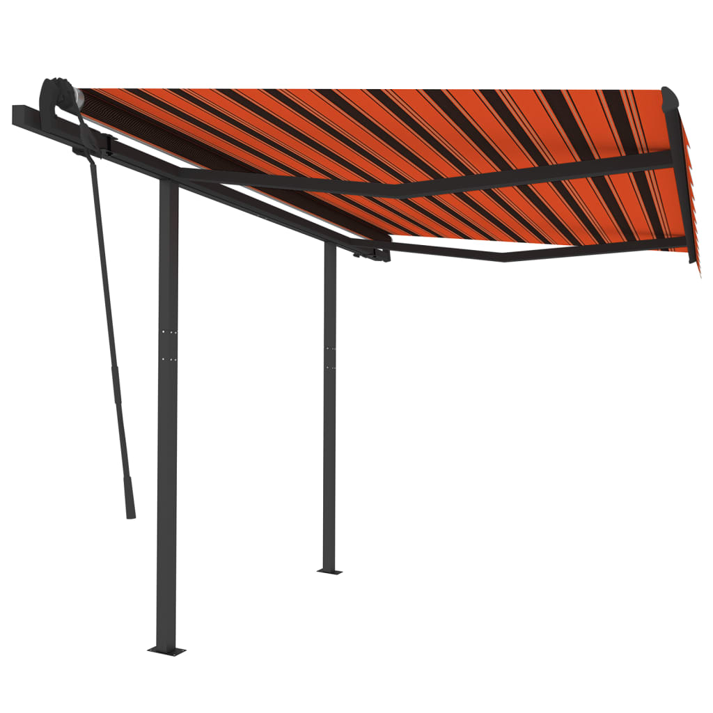 Tenda Retrattile Automatica con Pali 3,5x2,5m Arancio e Marrone - homemem39