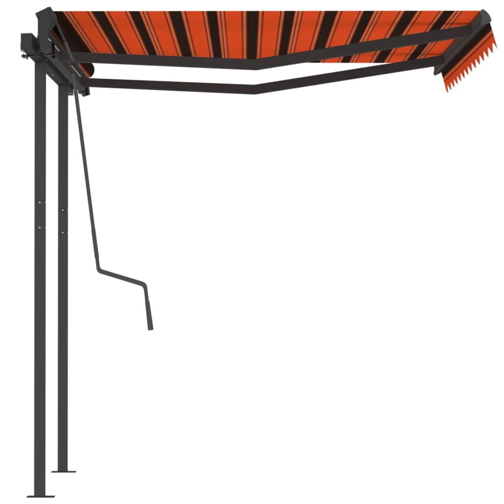 Tenda Retrattile Automatica con Pali 3,5x2,5m Arancio e Marrone - homemem39