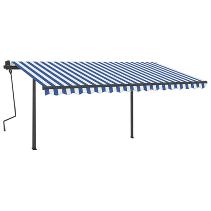 Tenda da Sole Retrattile Manuale con Pali 4x3 m Blu e Bianca