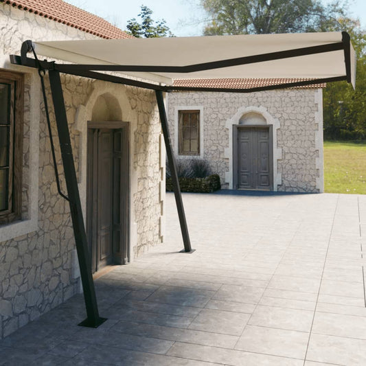 Tenda da Sole Retrattile Manuale con Pali 4x3 m Crema