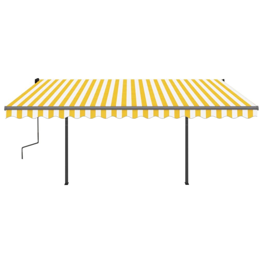 Tenda da Sole Retrattile Manuale con LED 4x3 m Gialla e Bianca