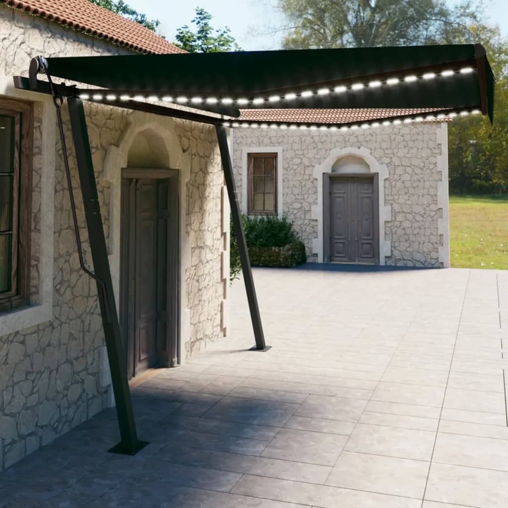 Tenda da Sole Retrattile Manuale con LED 4x3 m Antracite