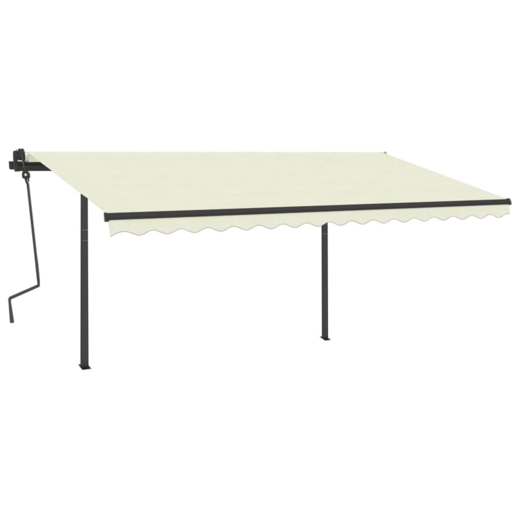 Tenda da Sole Retrattile Manuale con Pali 4,5x3 m Crema