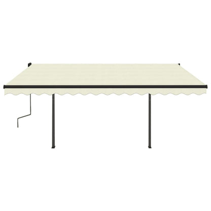 Tenda da Sole Retrattile Manuale con Pali 4,5x3 m Crema