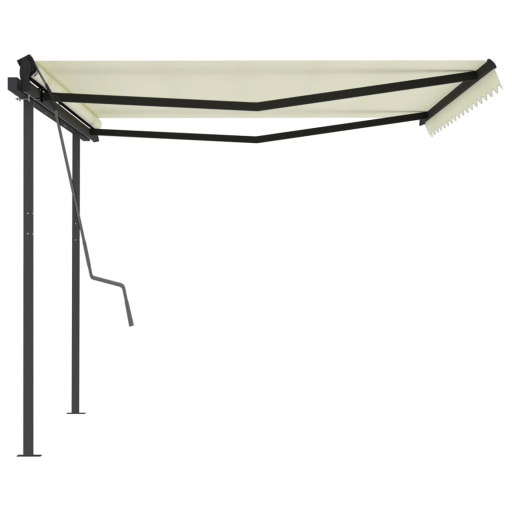 Tenda da Sole Retrattile Manuale con Pali 4,5x3 m Crema