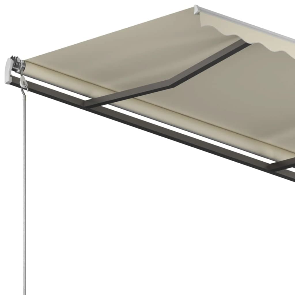 Tenda da Sole Retrattile Manuale con Pali 4,5x3 m Crema