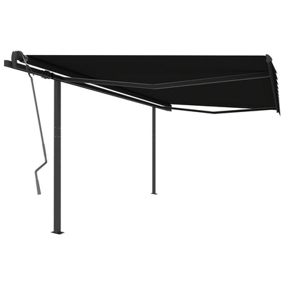 Tenda da Sole Retrattile Manuale con Pali 4,5x3 m Antracite