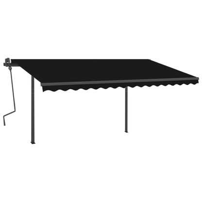 Tenda da Sole Retrattile Manuale con Pali 4,5x3 m Antracite