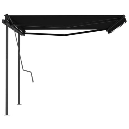 Tenda da Sole Retrattile Manuale con Pali 4,5x3 m Antracite