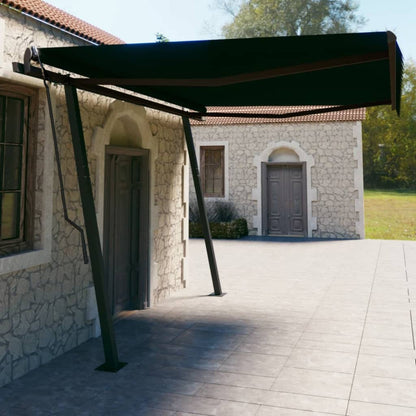 Tenda da Sole Retrattile Manuale con Pali 4,5x3 m Antracite