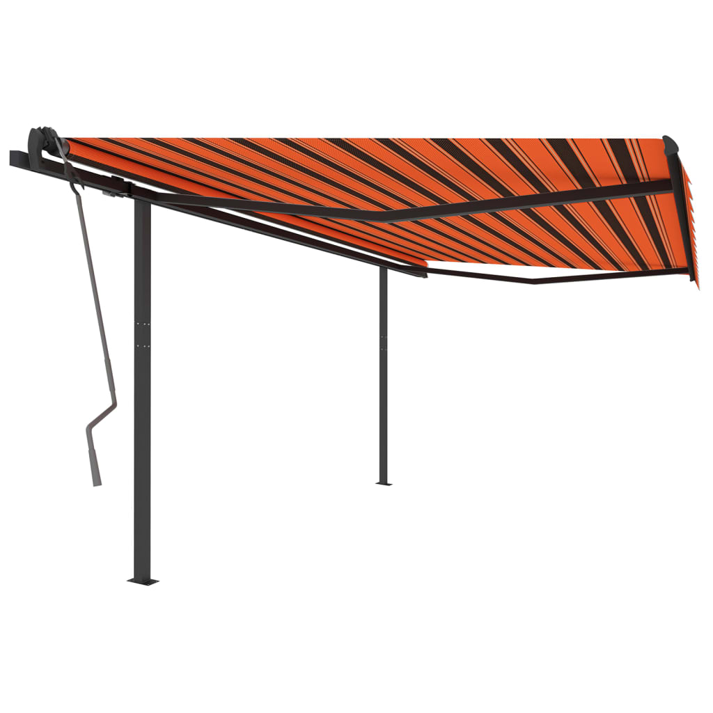 Tenda Sole Retrattile Manuale con Pali 4,5x3m Arancione Marrone