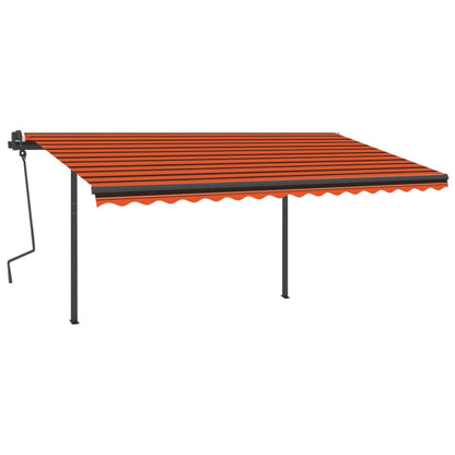 Tenda Sole Retrattile Manuale con Pali 4,5x3m Arancione Marrone