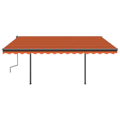 Tenda Sole Retrattile Manuale con Pali 4,5x3m Arancione Marrone