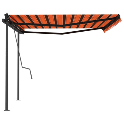 Tenda Sole Retrattile Manuale con Pali 4,5x3m Arancione Marrone