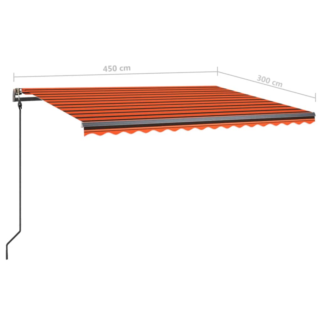 Tenda Sole Retrattile Manuale con Pali 4,5x3m Arancione Marrone