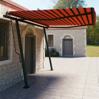 Tenda Sole Retrattile Manuale con Pali 4,5x3m Arancione Marrone