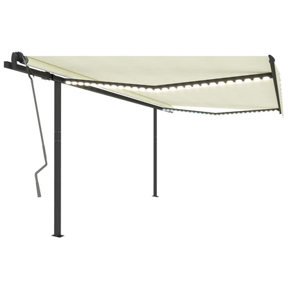 Tenda da Sole Retrattile Manuale con LED 4,5x3 m Crema