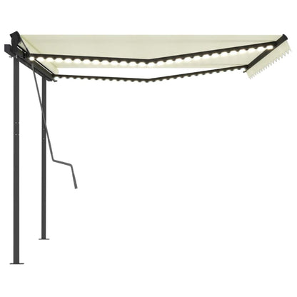 Tenda da Sole Retrattile Manuale con LED 4,5x3 m Crema