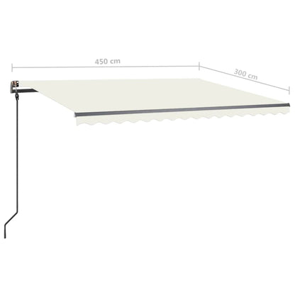 Tenda da Sole Retrattile Manuale con LED 4,5x3 m Crema