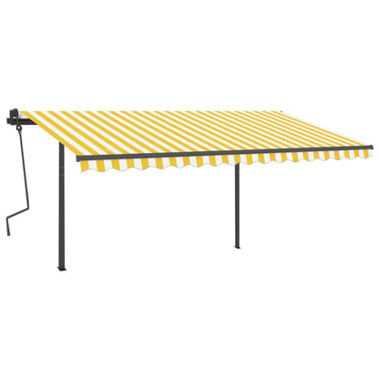 Tenda da Sole Retrattile Manuale con LED 4,5x3 m Gialla Bianca