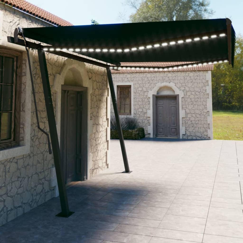 Tenda da Sole Retrattile Manuale con LED 4,5x3 m Antracite