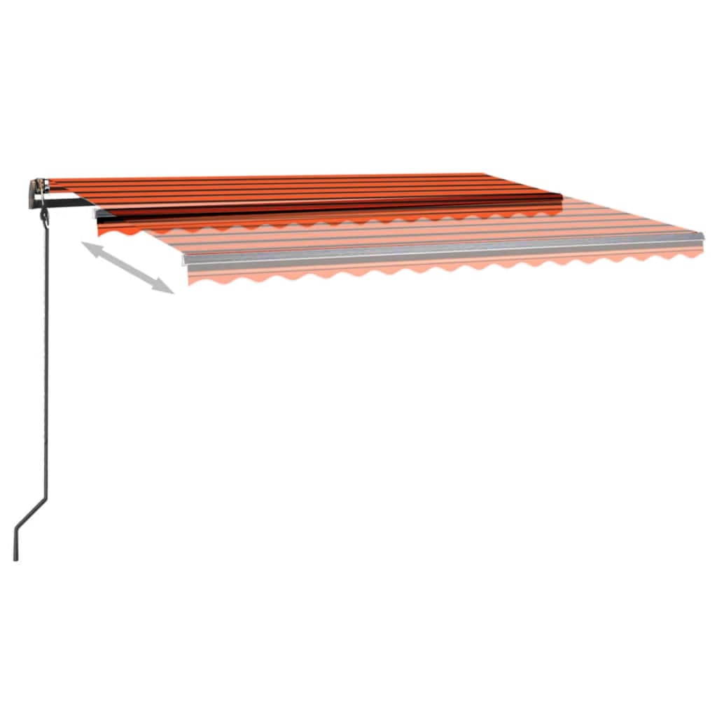 Tenda da Sole Retrattile Manuale LED 4,5x3 m Arancio Marrone