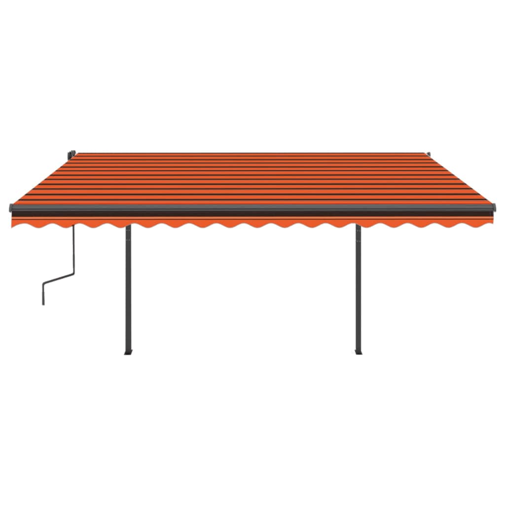 Tenda da Sole Retrattile Manuale LED 4,5x3 m Arancio Marrone