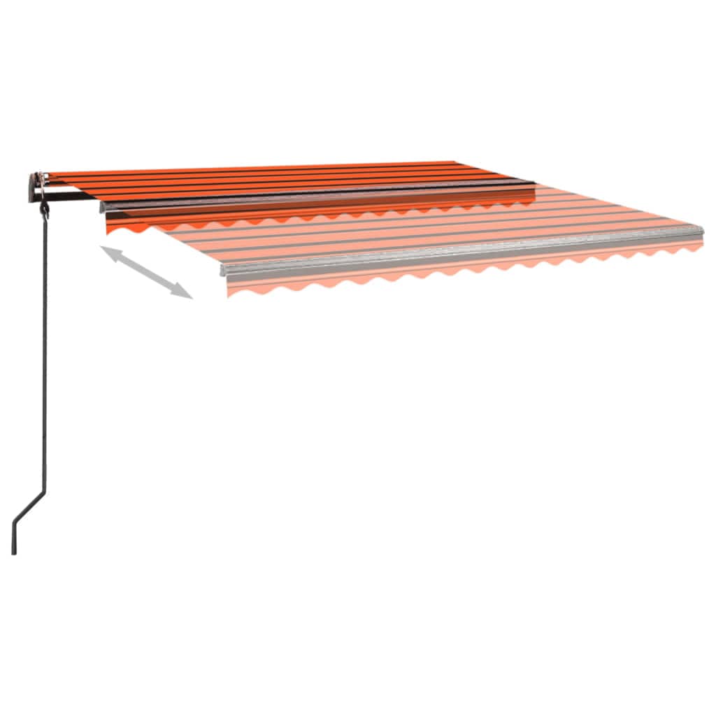 Tenda Retrattile Automatica con Pali 4,5x3 m Arancio e Marrone