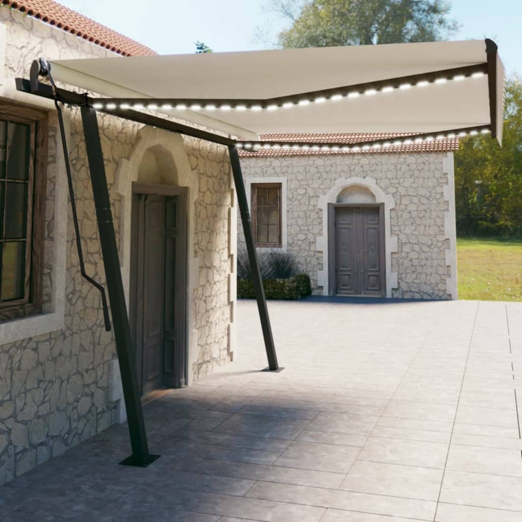 Tenda Automatica con Sensore Vento e LED 4,5x3 m Crema