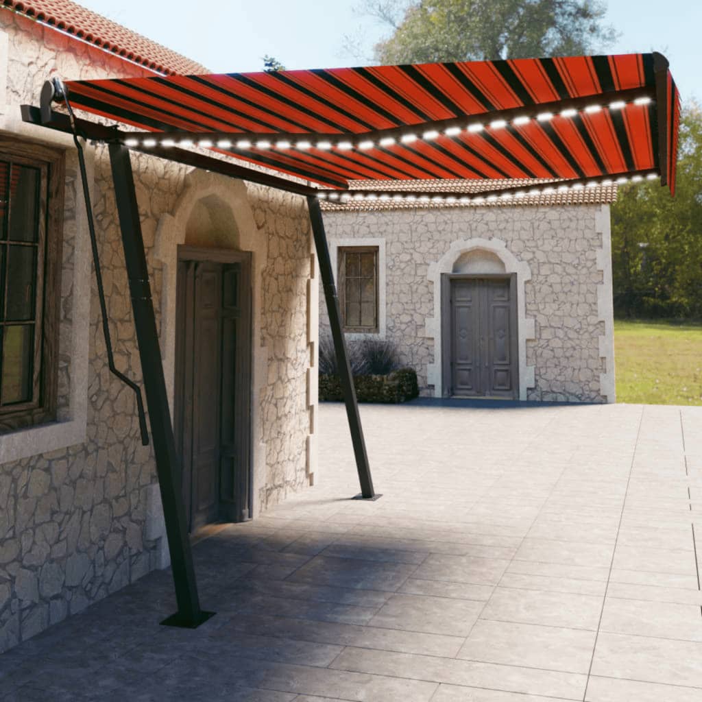 Tenda Automatica con Sensore Vento e LED 4,5x3m Arancio Marrone