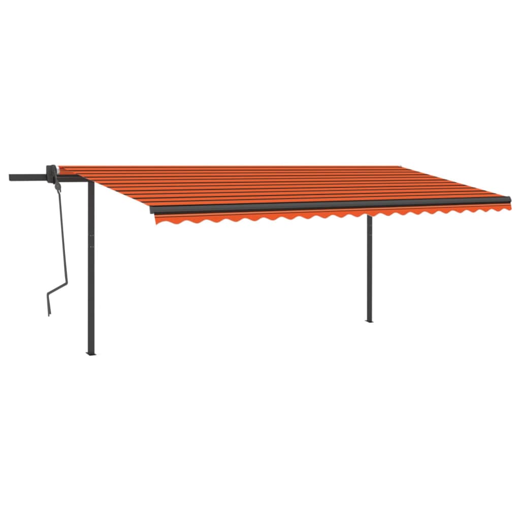 Tenda da Sole Retrattile Manuale Pali 5x3 m Arancione Marrone