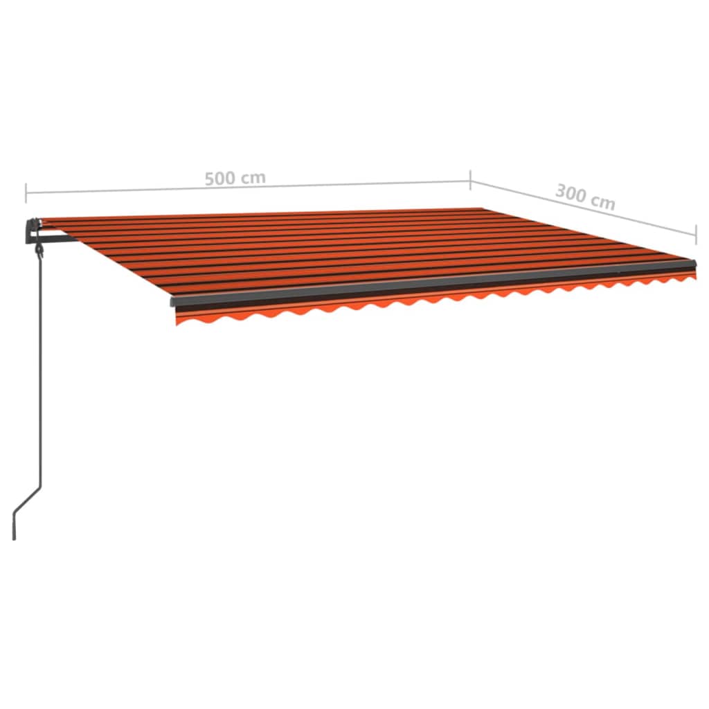 Tenda da Sole Retrattile Manuale Pali 5x3 m Arancione Marrone