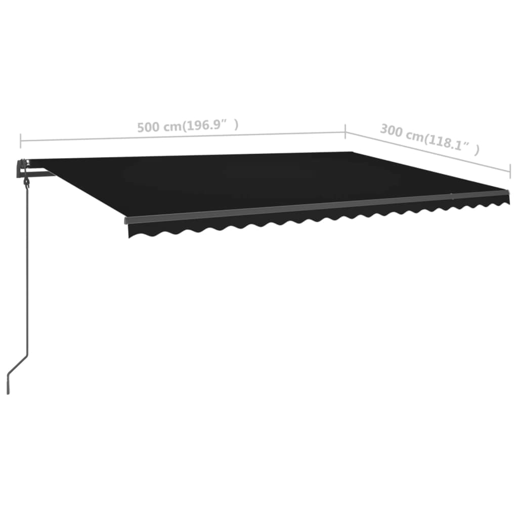 Tenda da Sole Retrattile Manuale con LED 5x3 m Antracite