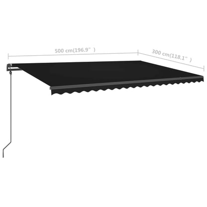 Tenda da Sole Retrattile Manuale con LED 5x3 m Antracite