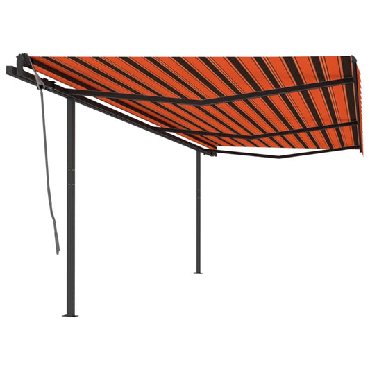 Tenda Sole Retrattile Manuale con Pali 6x3 m Arancione Marrone