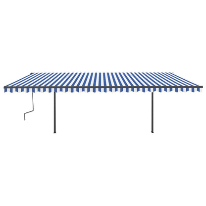 Tenda da Sole Retrattile Manuale con LED 6x3 m Blu e Bianco