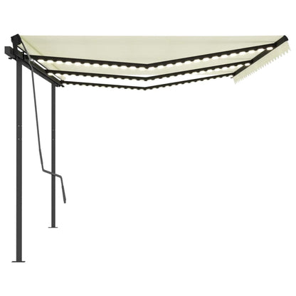 Tenda da Sole Retrattile Manuale con LED 6x3 m Crema