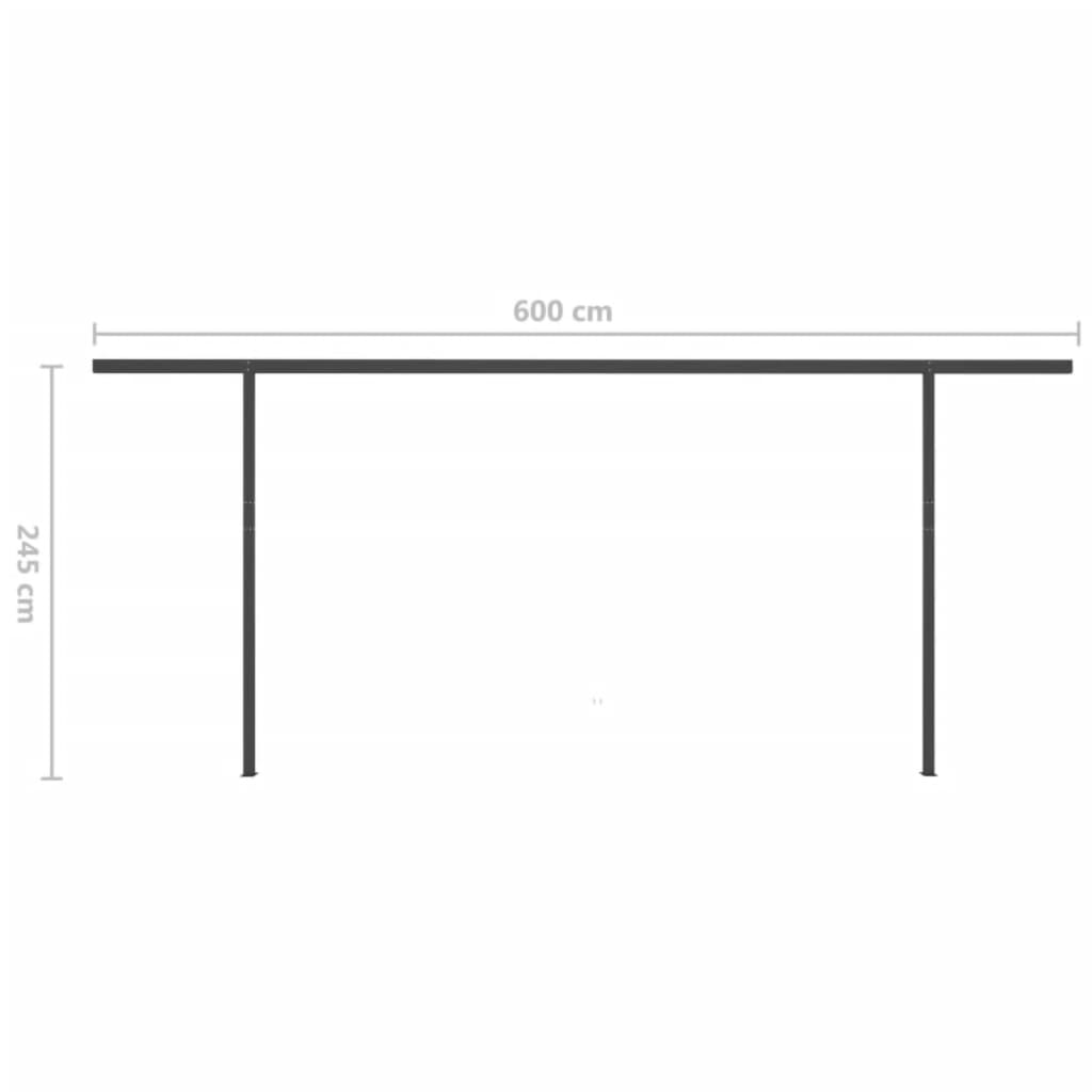 Tenda da Sole Retrattile Manuale e LED 6x3 m Gialla Bianca