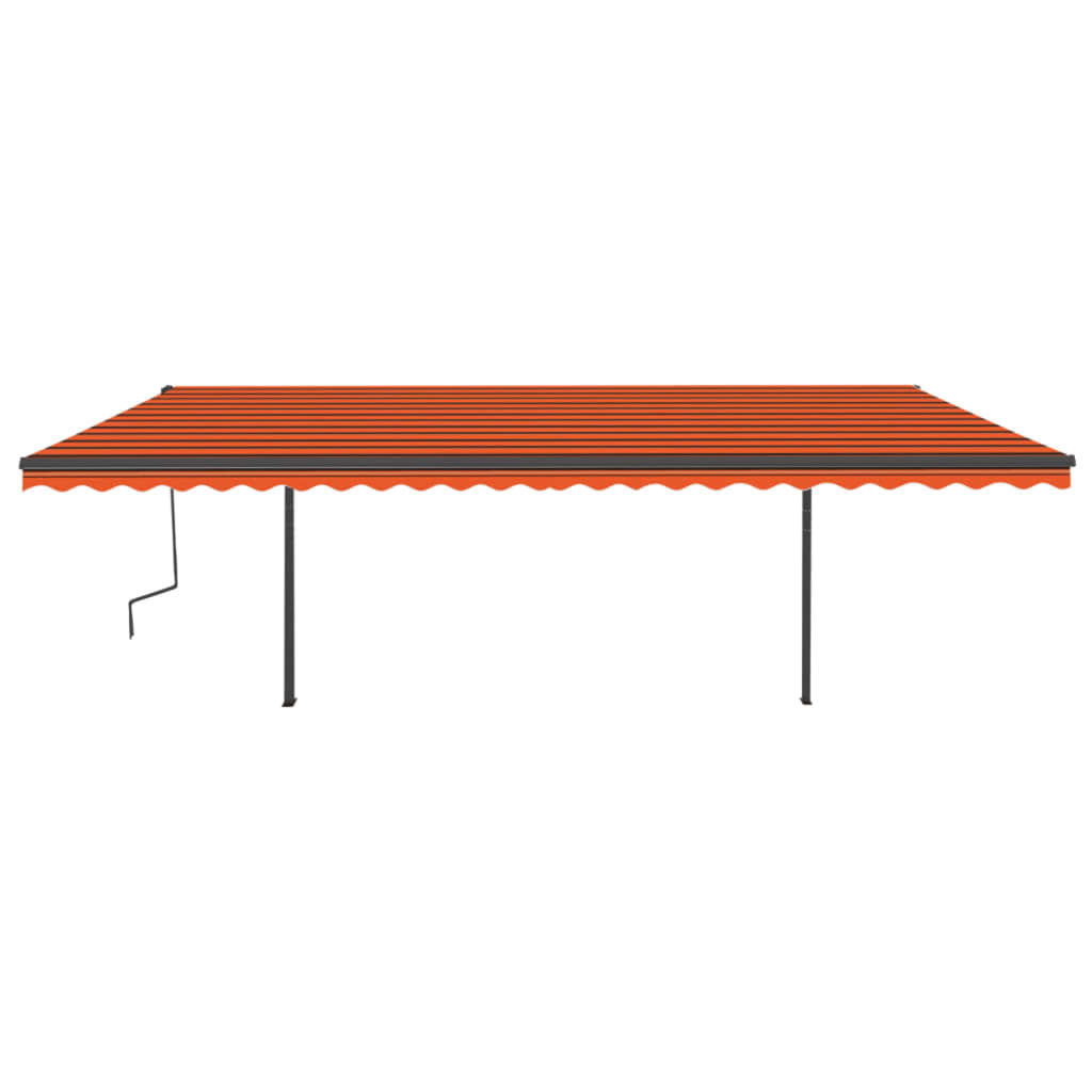 Tenda da Sole Retrattile Manuale con LED 6x3 m Arancio Marrone