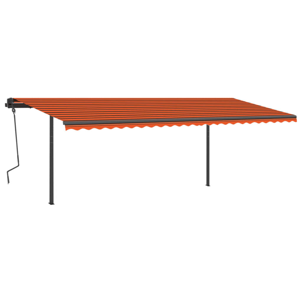 Tenda da Sole Retrattile Manuale con LED 6x3 m Arancio Marrone